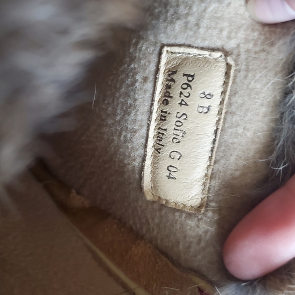 Coach Sofia boots 8 pink fur rabbit quilted heel p624 - Picture 9 of 10